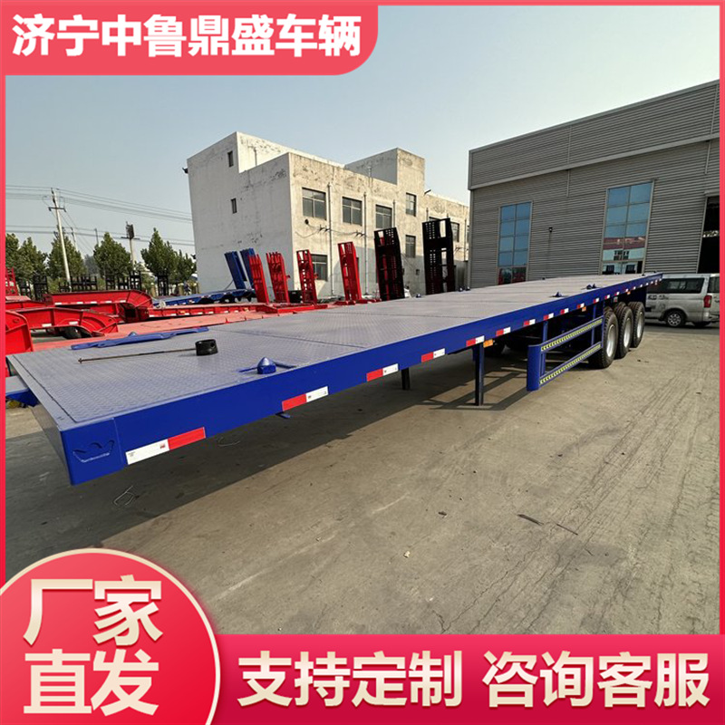 集装箱平板托盘车 平板半挂车 跨境11米12米平板半挂车-阿里巴巴