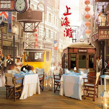 老上海民国风报纸背景墙纸复古怀旧风格装饰照片主题饭店装修壁画