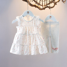 女童夏装棉套装时髦婴儿童装洋气公主服女宝宝夏季背心裙两件套