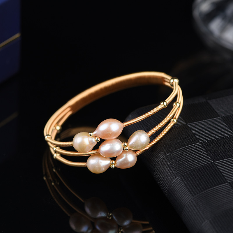 天然珍珠14k包金巴洛克手镯 韩版活口可调节手饰饰品