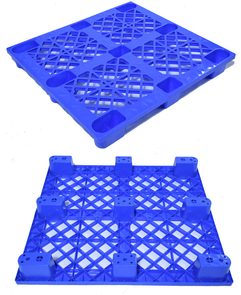 加厚塑料卡板叉车物流仓库拖板货物防潮垫板1210九脚网格塑胶托盘