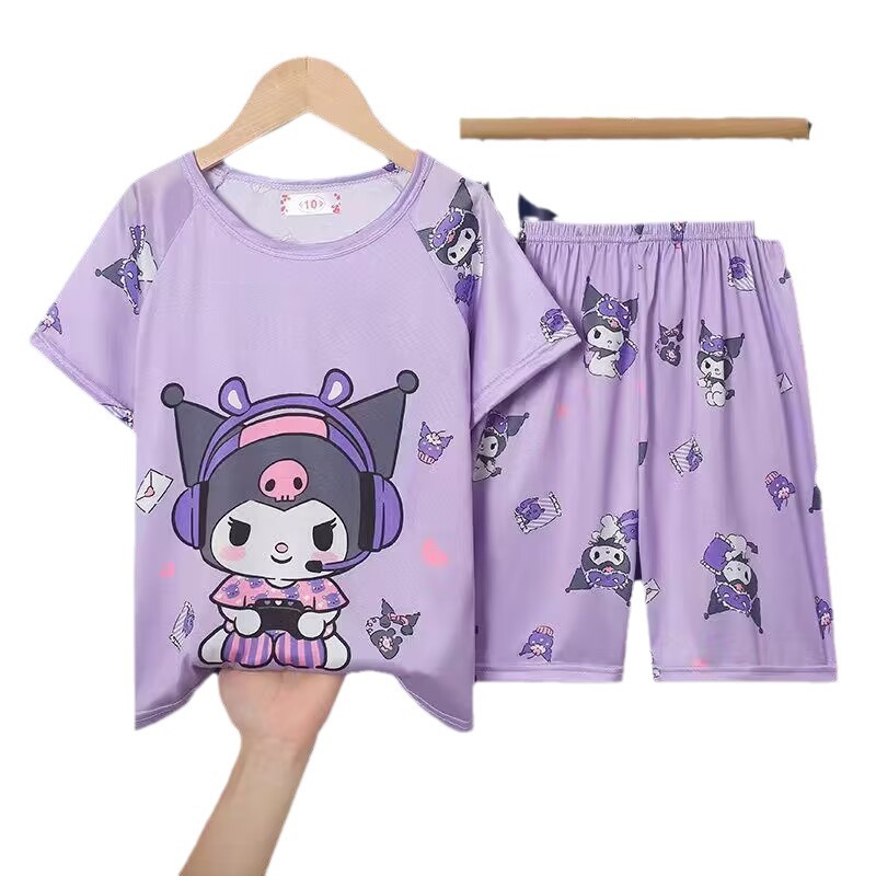 Summer Children's Pajamas Short-Sleeved Girls' Cartoon Middle and Big Children Boys' Homewear Suit Primary School Students Thin Air Conditioning Room Clothes