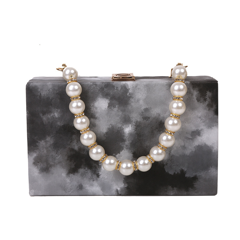 Painted Bag 2023 New Women's Bag Special-Interest Design Crossbody Bag Chain Bag Internet Celebrity Hand-Carrying Pearl Box Bag