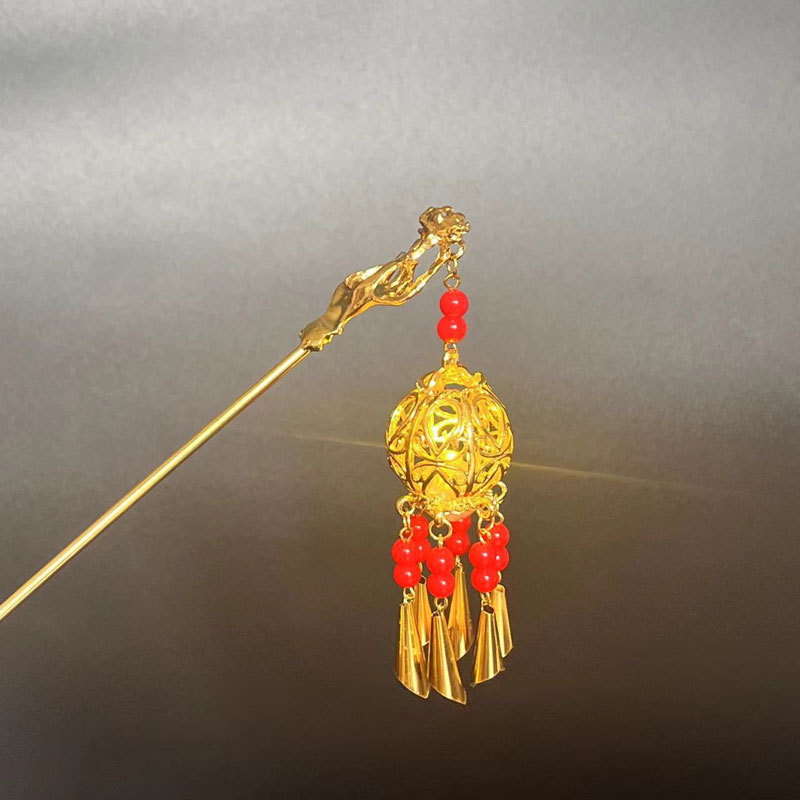 Ancient Style Han Chinese Clothing Hair Accessories Lantern Tassel Hairpin Retro Style Court Fairy Fresh Baked Hairpin Factory Wholesale