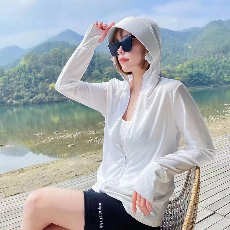 2023 New Summer Ice Silk Sun Protection Clothing Women's Lightweight Long Sleeve Sun-Protection Overshirt Sun Shade UV Protection Breathable Sun Protection Clothing