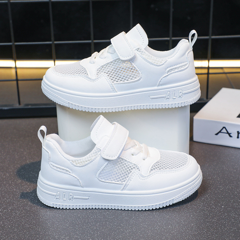 儿童白色运动鞋校鞋男童小白鞋女童板鞋演出网面透气小学生白鞋子