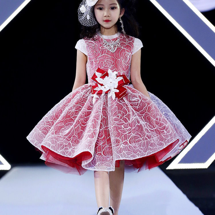 女童礼服公主裙2020洋气儿童模特台走秀服装主持女孩演出服高端
