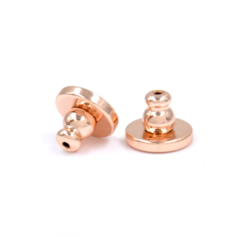 Copper Frisbee Earplug 18K Gold Plating Bullet UFO Metal Lathe Ear Studs Stick Earring Lettering Fixed Logo Ear Force