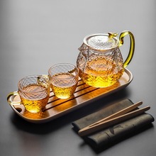 客厅待客龙鳞透明玻璃花茶泡茶茶壶家用高硼硅玻璃过滤锤纹煮茶壶