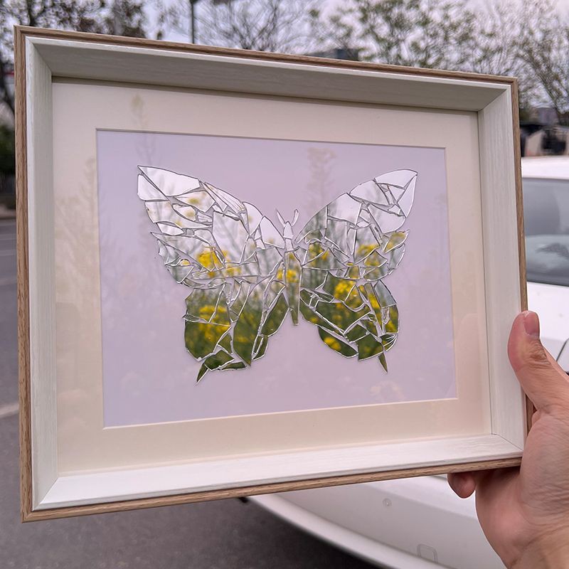 碎镜子diy手工材料艺术平面镜子1mm厚破玻璃化妆镜子边角碎片蝴蝶