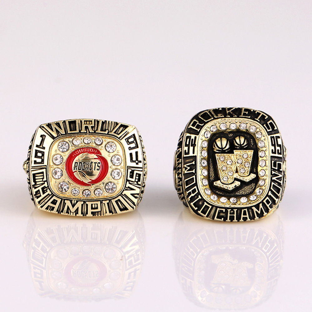 nba篮球 1994 1995休斯顿火箭队总冠军戒指 合金指环男士镶钻戒指
