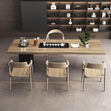 实木茶桌日式亚克力现代简约长条桌办公室泡茶桌椅组合大板茶台