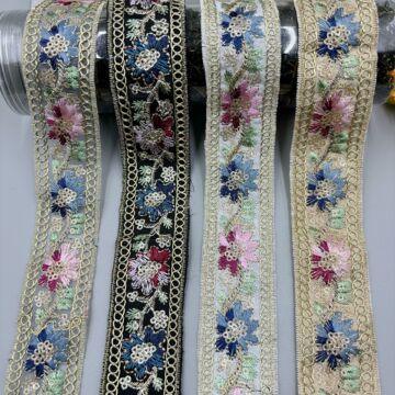 直销国风国潮刺绣花边 棉布刺绣花边辅料 汉服袖口镶边绣片装饰带