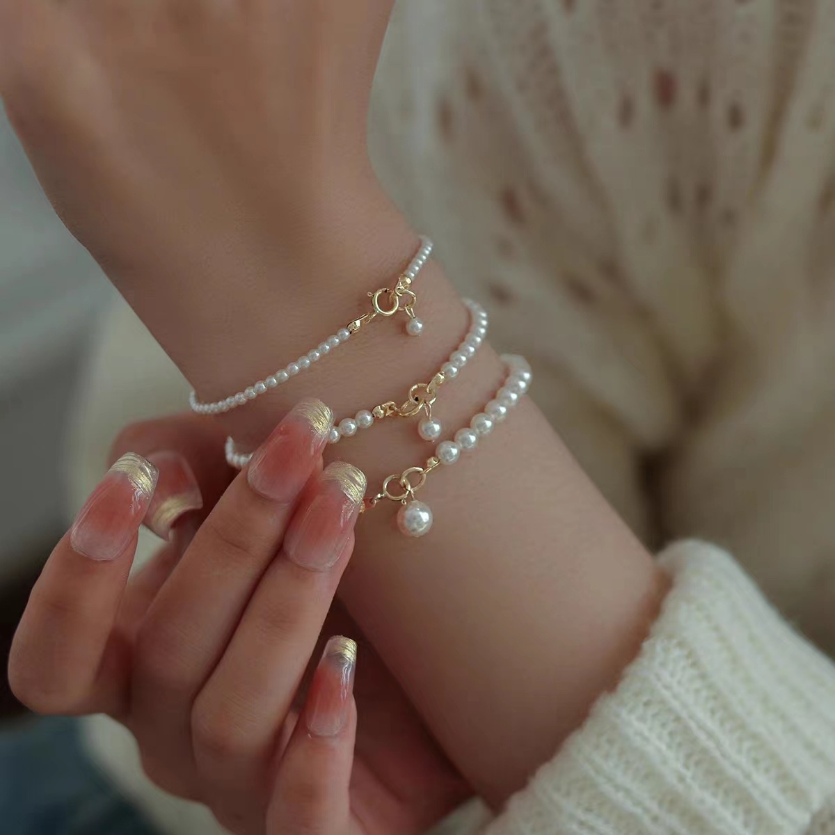 Strong Light! Light Bulb Baby Shijia Small Pearl Bracelet Female Summer 2023 New Special-Interest Design High-Grade Bracelet