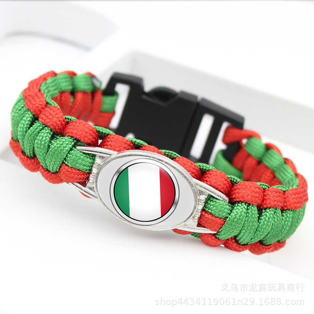 National Flag Bracelet Brazil Italy National Flag Parachute Cord Woven Bracelet Processable