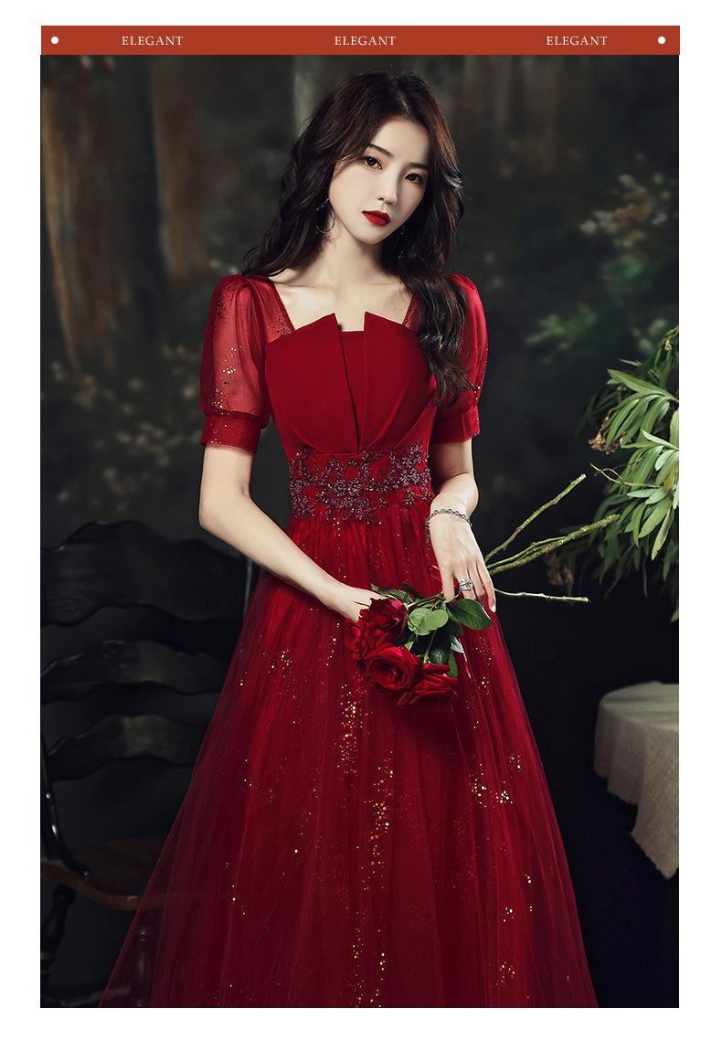敬酒服新娘结婚2022新款红色优雅气质仙气答谢宴晚礼服纱裙女春季
