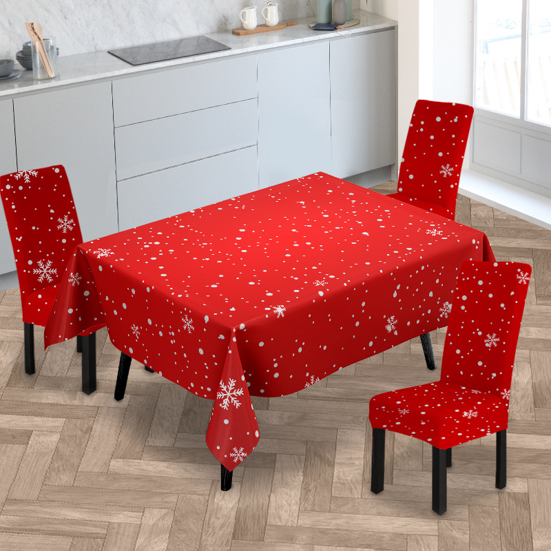 Cross-Border New Christmas Decoration Supplies Printed Chair Cover Holiday Home Decoration All-Inclusive Stretch Dining Tablecloth