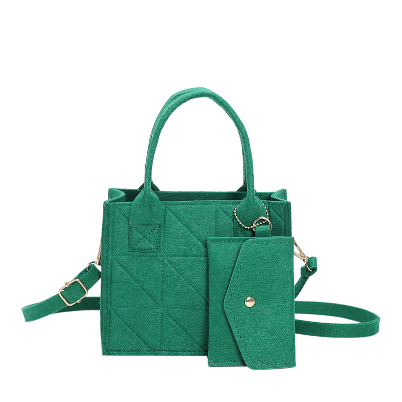 Popular Korean Style High-Grade Diamond Embossed Composite Bags Female 2023 Refreshing Stylish Felt Cloth Portable Small Square Bag