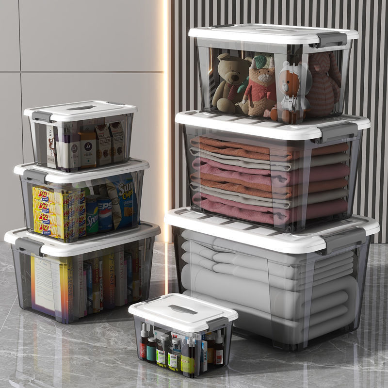 整理箱批发透明收纳箱家用塑料筐大号加厚衣服玩具盒后备储物箱子