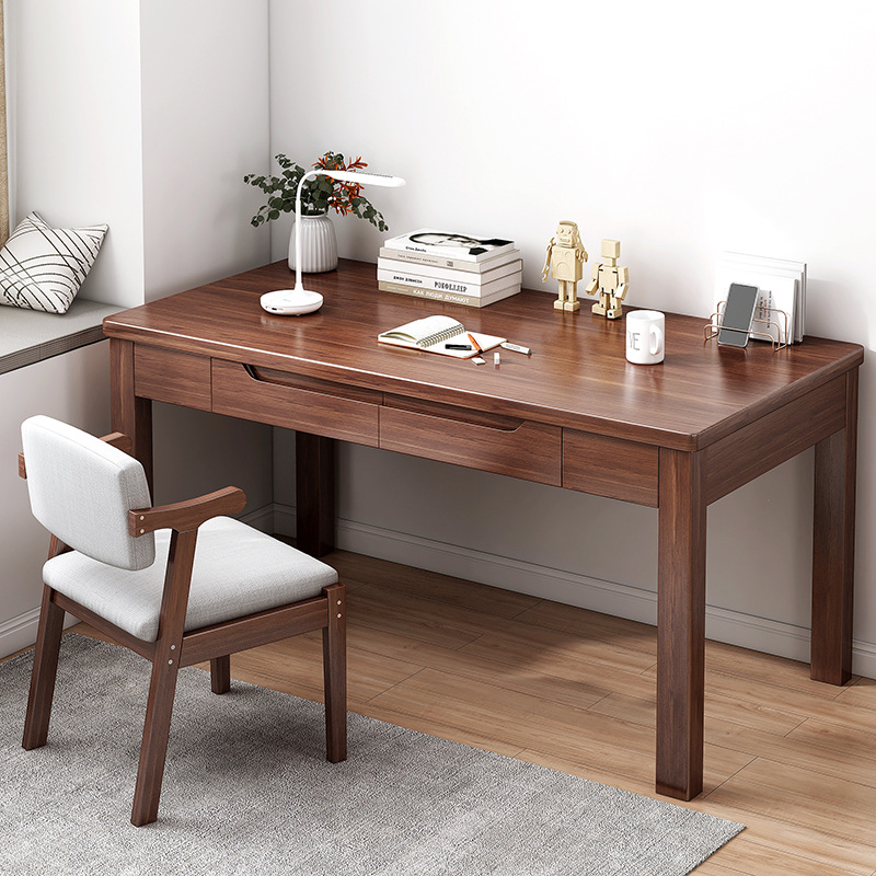 实木书桌简易学生学习桌家用台式桌办公电脑桌卧室写字台书房桌子