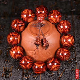 海南黄花梨手串男2.0紫油梨鬼脸对眼蜘蛛佛珠108颗女手链项链文玩