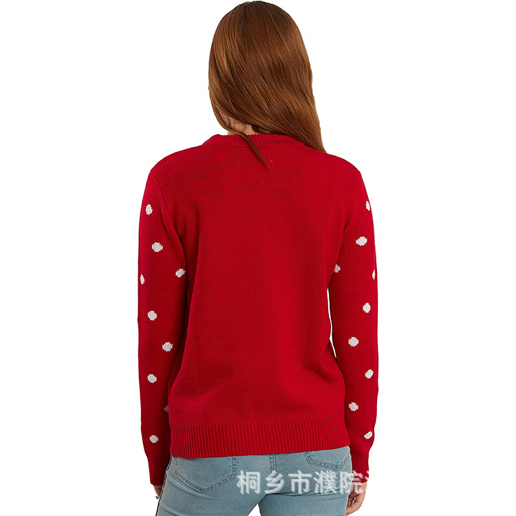 Foreign Trade European and American Christmas Sweater Women's Foreign Trade Export European and American Cute Deer Brocade Sweater