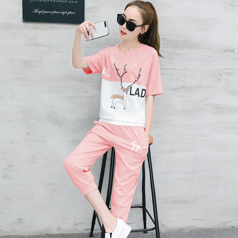 中学生女装休闲风运动套装夏新款韩版长裤套装两件套