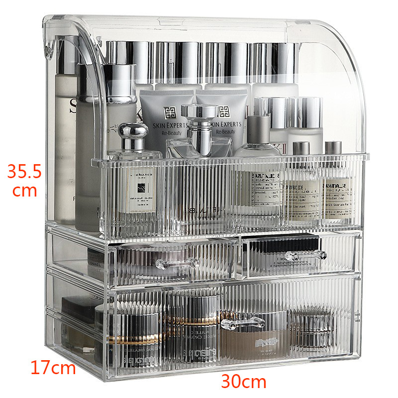 Cosmetics Storage Box Desktop Dresser Dustproof Large Capacity Household Transparent Skin Care Products Lipstick Mask Storage Rack