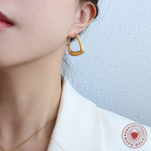 marka法式风格ins饰品几何三角弹簧耳环钛钢18k金耳饰earrings