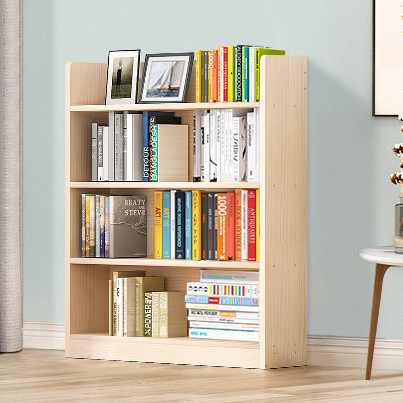 实木书架置物架落地儿童简易松木书柜简约家用学生桌面多层收纳架
