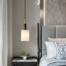 新中式灯设计师现代简约艺术样板间餐厅吧台卧室床头全铜云石吊灯