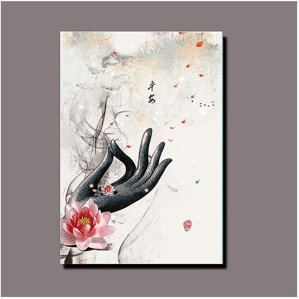 水彩帆布画佛手禅海报和版画墙壁艺术画家居装饰画挂画北欧油画