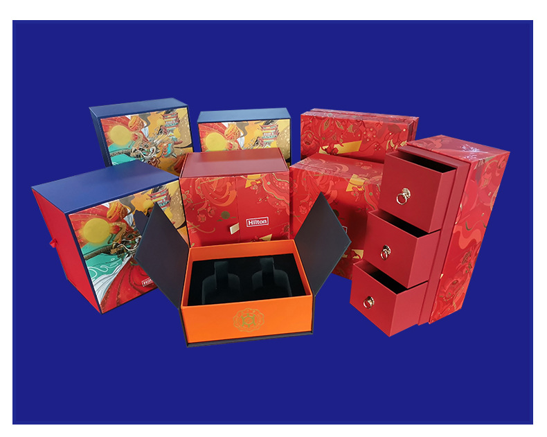 厂家定制硬纸板创意双开门礼盒 多层翻盖化妆品包装彩盒印刷定做