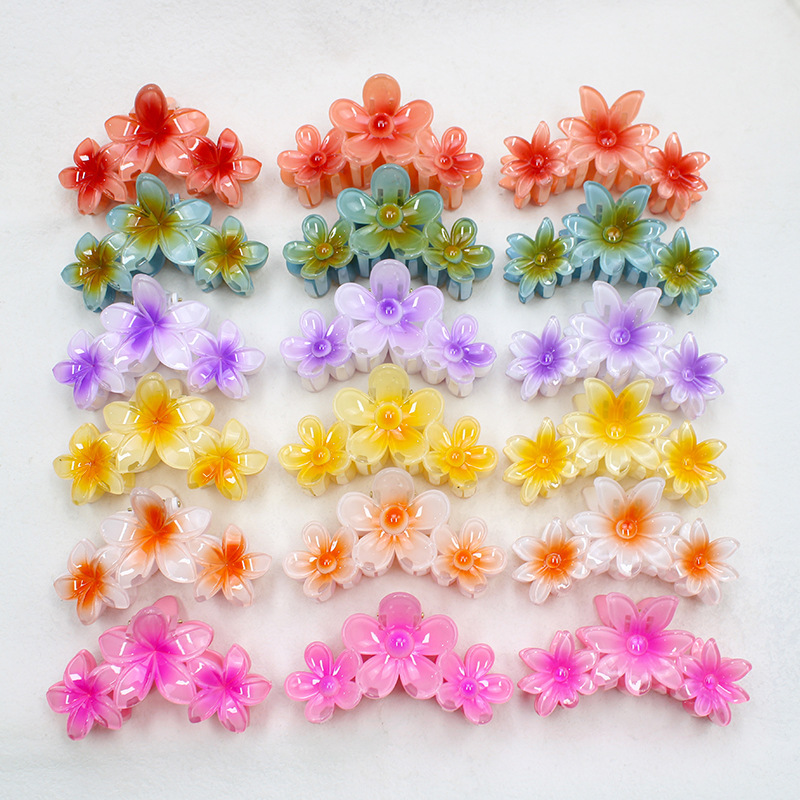 New Plumeria Rubra Grip Five Faces Elegant One-Piece Flower Barrettes Girls Fashion Bauhinia Back Head Hair Accessories