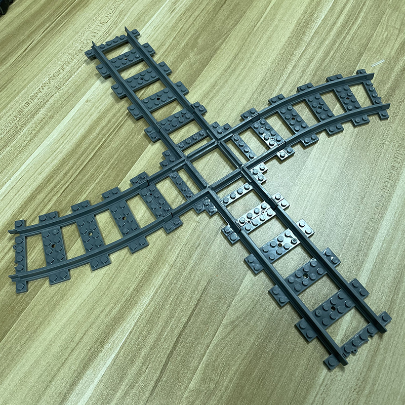 童林模型小颗粒积木十字轨道一体式城市火车积木轨道电动火车轨道