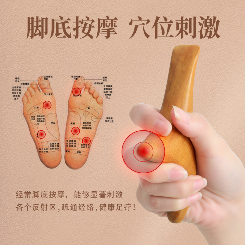 Ebony Triangle Sparrow Massager Beeswax Fragrant Wood Pull Tendons Meridian Cone Press Foot Acupoint Pedicure Massage Manual Acupuncture Pen