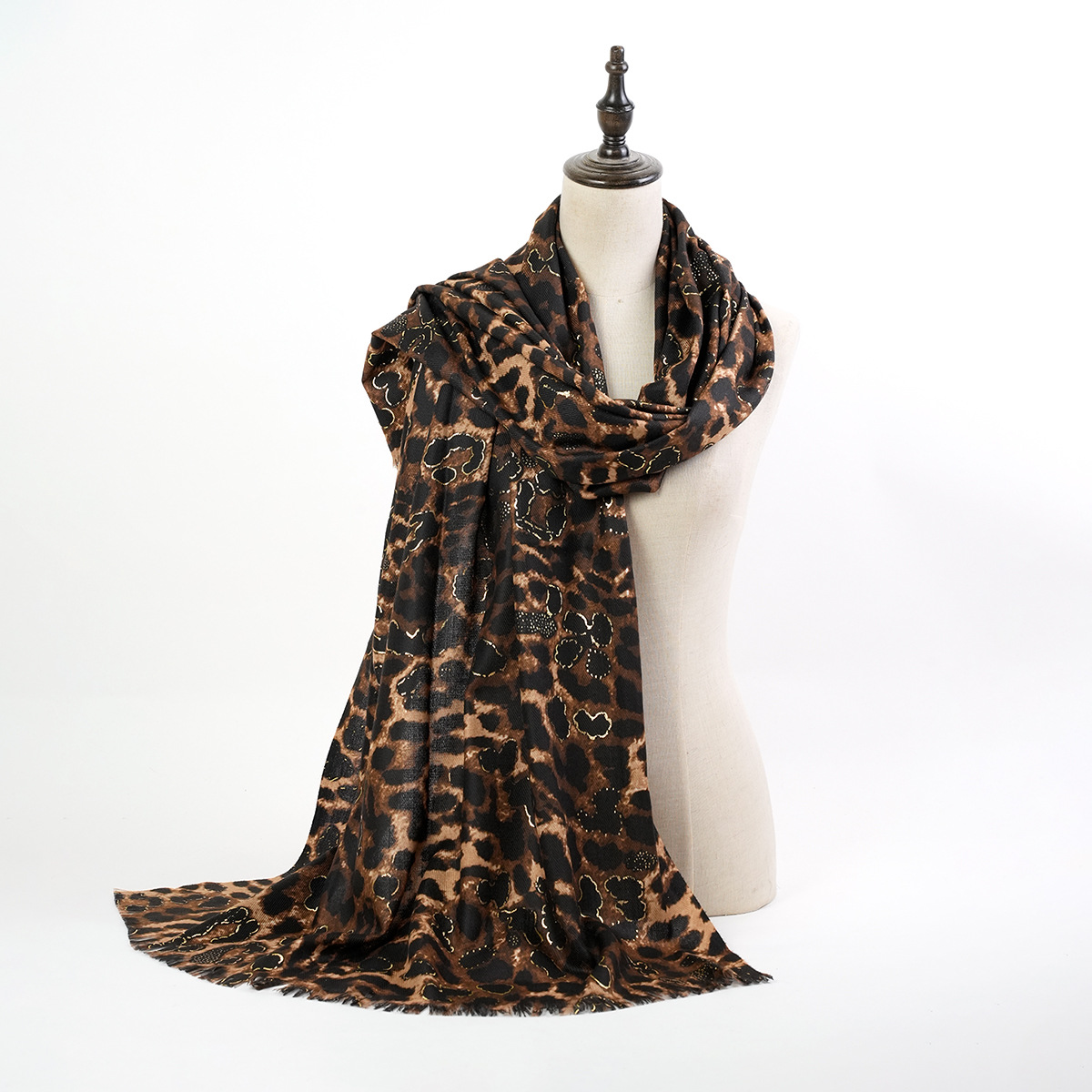 2023 New Exclusive for Cross-Border Casual Cashmere Double-Sided Digital Printing Shawl Women's Leopard Print Bronzing Scarf