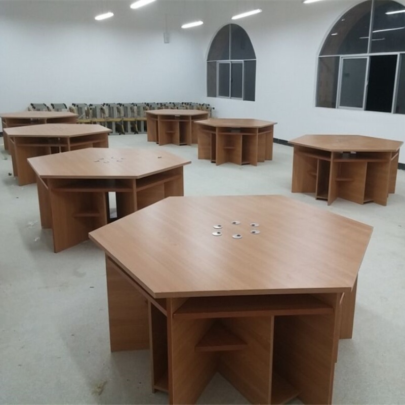 中小学六边形桌八边桌学校彩色六边拼接组合电脑桌学生六边六角桌