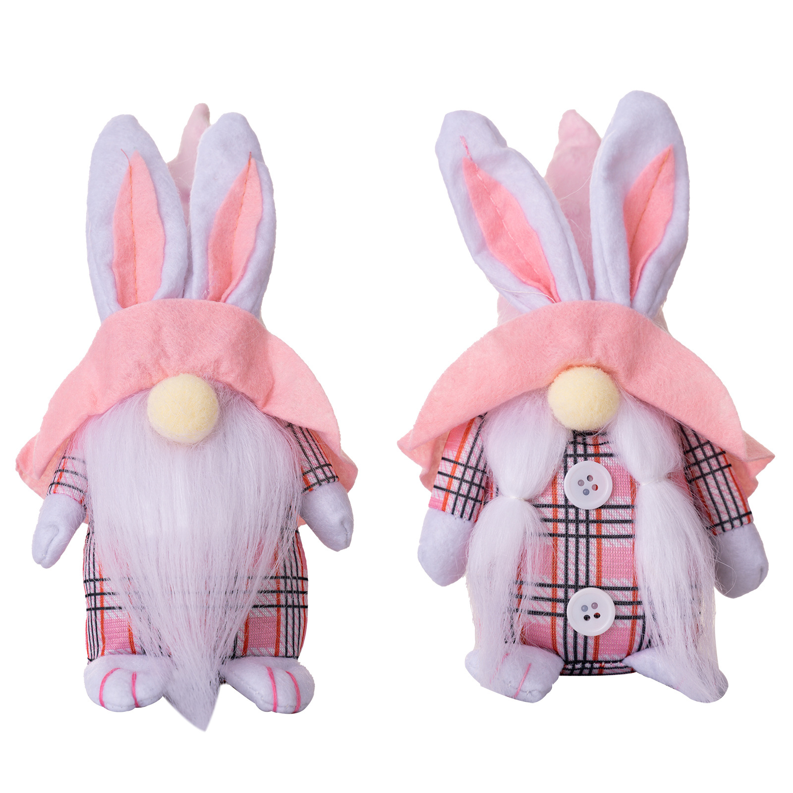 New Easter Decoration Supplies Pink Plaid Rudolf Rabbit Doll Resurrection Doll Floor Decoration