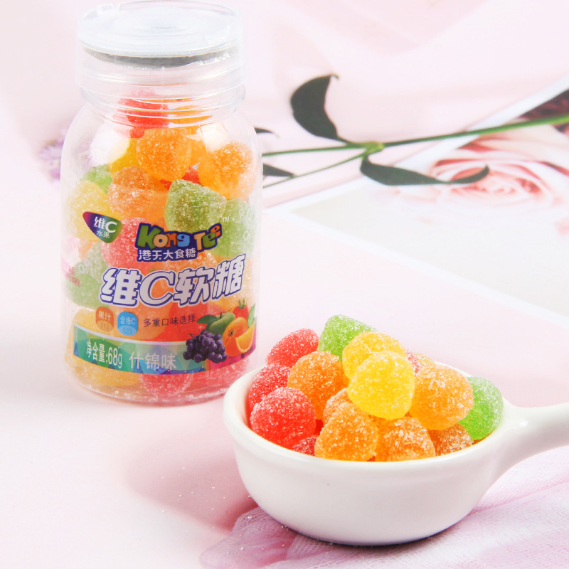 港天大食糖维c软糖橡皮糖水果草莓香橙果汁糖果袋装儿童零食批发