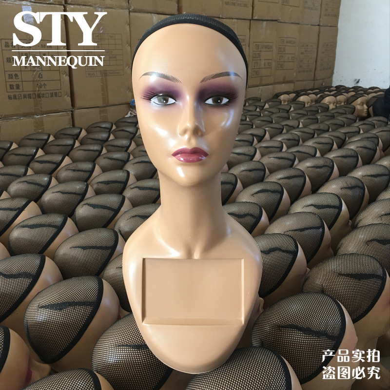 sty头模假人头女模特头欧美非洲市场热销展示假发帽子带方框头模