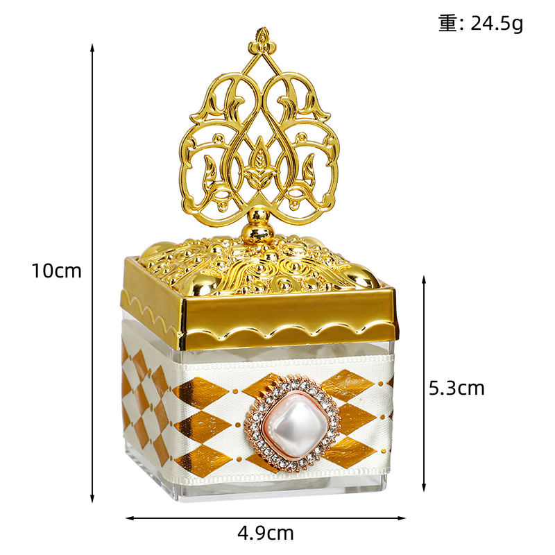 Creative Wedding Candy Box Electroplating round Plastic Box with Lid Wedding Gift Candy Box Food Packaging Small Box
