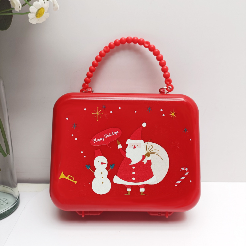 Exclusive for Cross-Border Christmas Style Small Size Square Bag Christmas Festival Jewelry Bag Red Square Ornament Storage Hand Bag