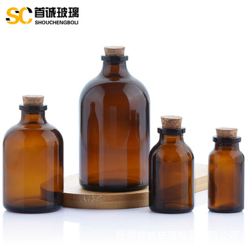 木塞盖玻璃瓶棕色透明加厚细口试剂瓶医药瓶分装细口瓶玻璃化学瓶