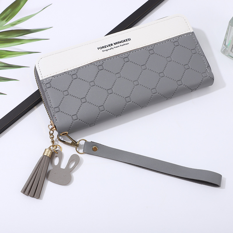 New Clutch Purse Women's Zipper Student Wallet Tassel Color Matching Large-Capacity Handbag Wallet