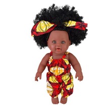 30厘米非洲小黑人搪胶仿真娃娃女孩玩偶公仔奈宝尼尔漂亮洋娃娃