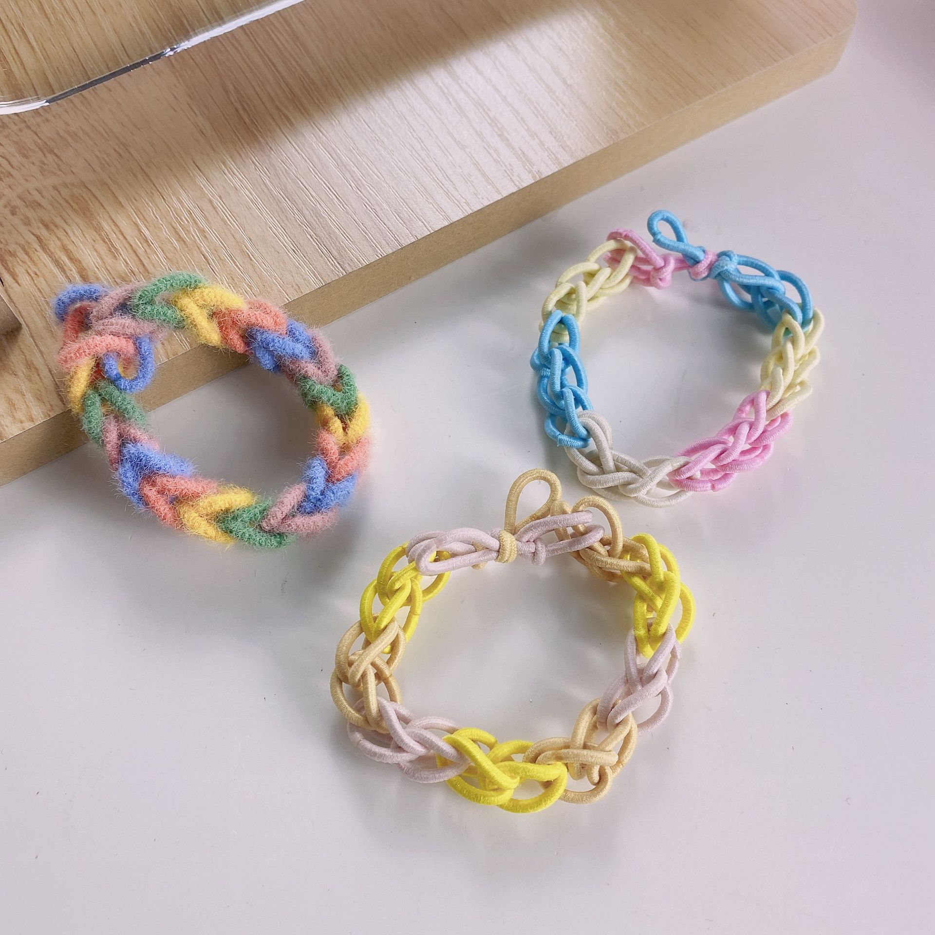 小红书同款彩虹编织手环小皮筋diy小发圈闺蜜情侣手链礼物少女 心
