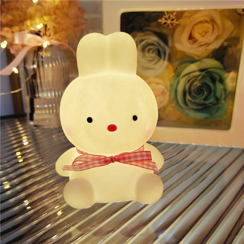 Creative Led Rabbit Nightlight Cartoon Cute Luminous Toy Birthday Gift with Hand Gift Night Market Stall Hot Sale