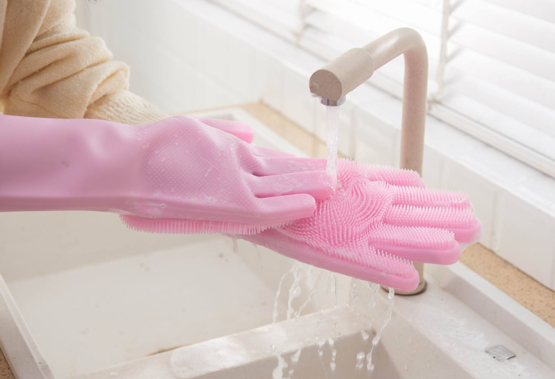 硅胶手套 洗碗搓背手套 浴室厨卫洗车护手手套