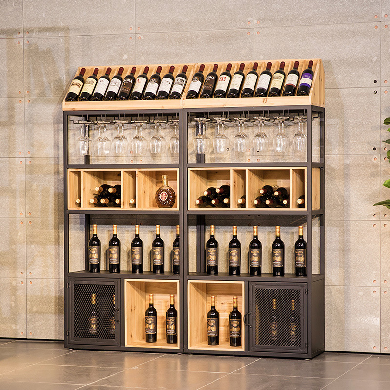 复古欧式铁艺酒架酒吧落地酒柜葡萄酒红酒收纳展示架置物架酒杯架